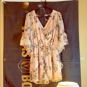 Large, light pink Charlotte Russe, floral romper